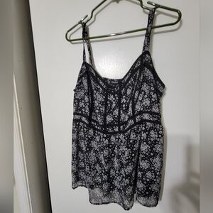 Torrid Black and White Floral Camisol Top Size 2